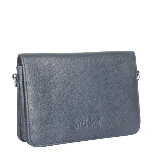 Leather Blue Crossbody Shoulder Bag – Sling Messenger Bag for Work, Daily Use - Picture 6 of 10